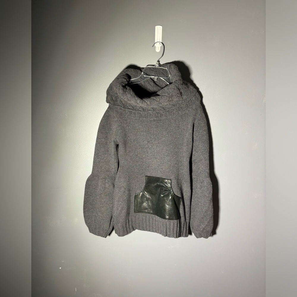Mackage Leather Accent Wool Blend Cowl Neck Sweater Size XS